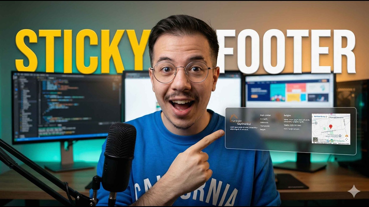 Elementor'da sticky ve yuvarlak kenarlı footer tasarımı örneği
